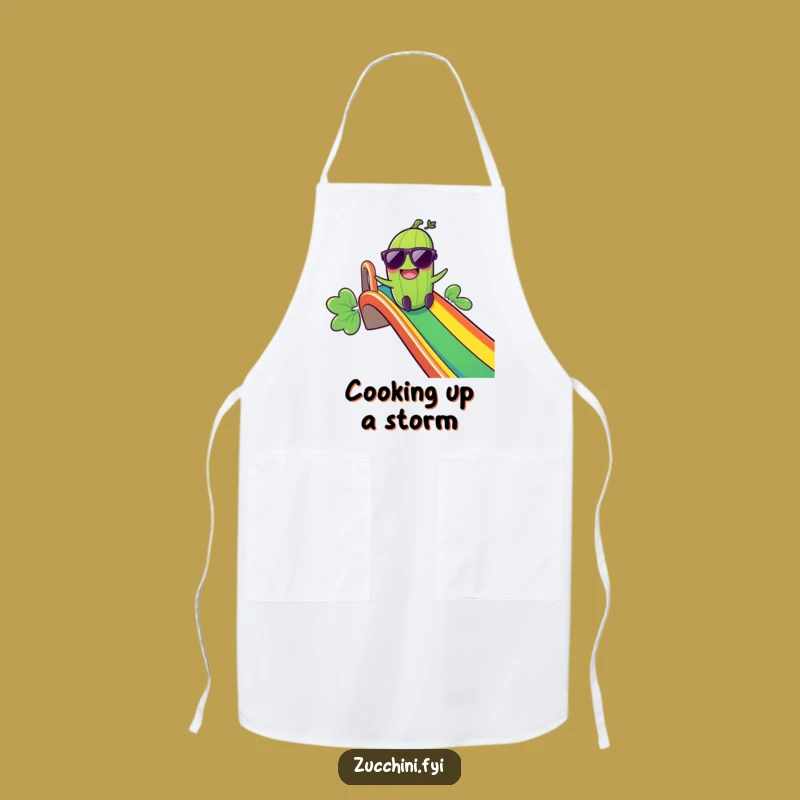 Funny Giggling Zucchini Rainbow Slide Apron: Cook with a Smile!