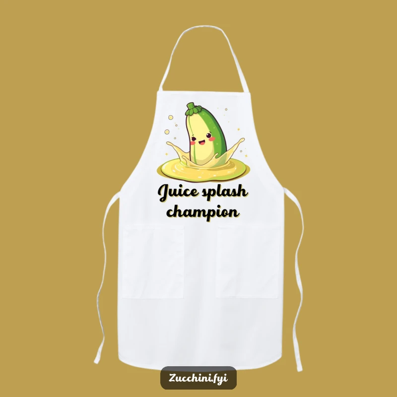 Funny Happy Zucchini Splashing Sparkle Juice Apron - Kitchen Fun & Joyful Gift