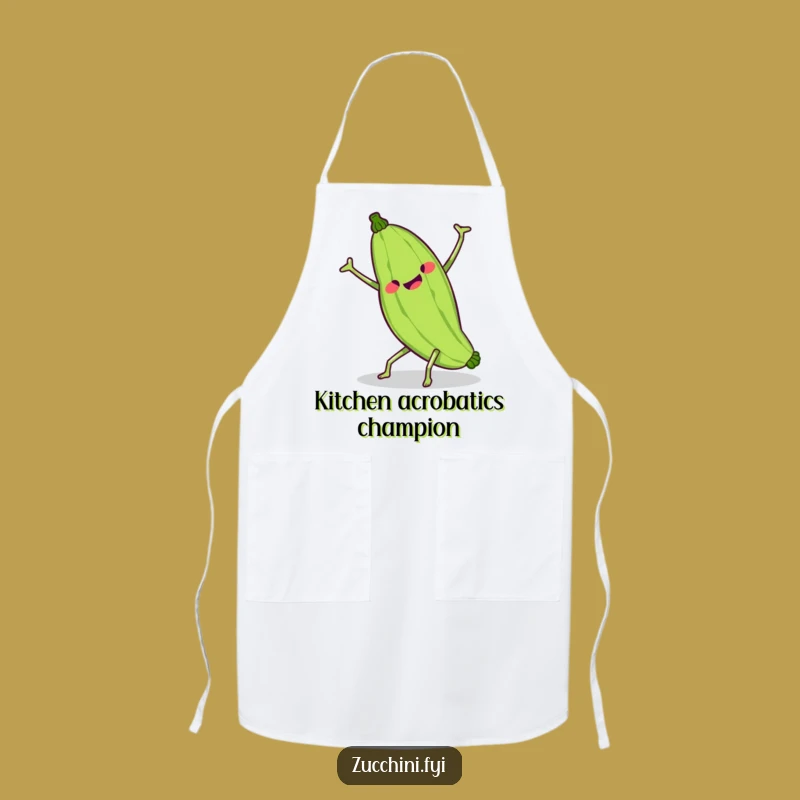 Funny Kawaii Zucchini Cartwheel Apron - Hilarious Wobbly Veggie Chef's Wear for Comical Cooking