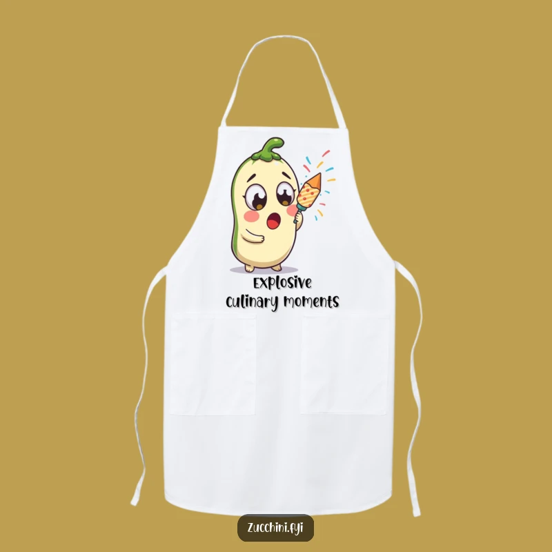 Funny Kawaii Zucchini Popper Apron - Surprised Veggie Chef's Wear for Festive Cooking