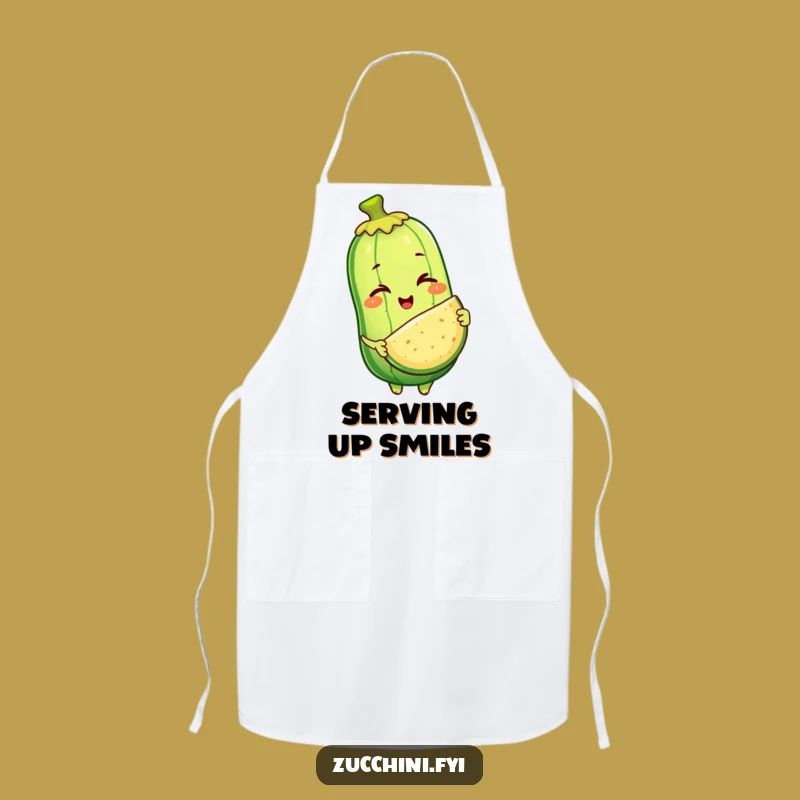 Funny Zucchini Chef's Treat Apron: Winking Veggie Slice, Kitchen Gift