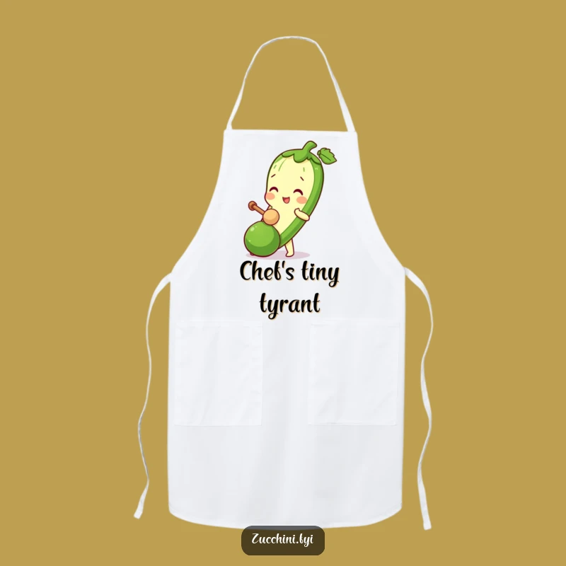 Funny Zucchini Mallet Apron - Playful Chef Veggie, Kitchen Fun Gift