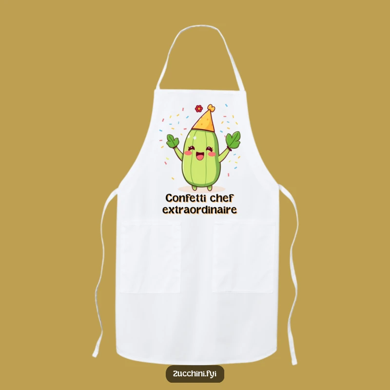 Funny Zucchini Party Apron: Chef's Confetti Thrower Gear, Humorous Cooking Gift!