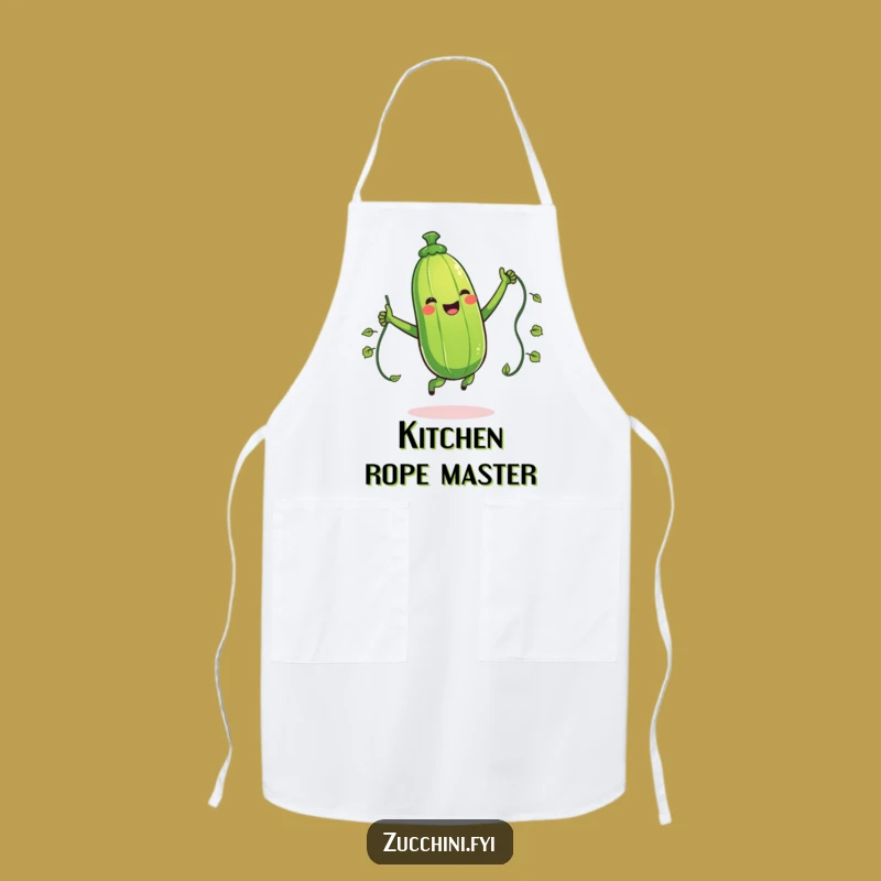 Funny Jumping Zucchini Apron: Cook with Energetic Flair
