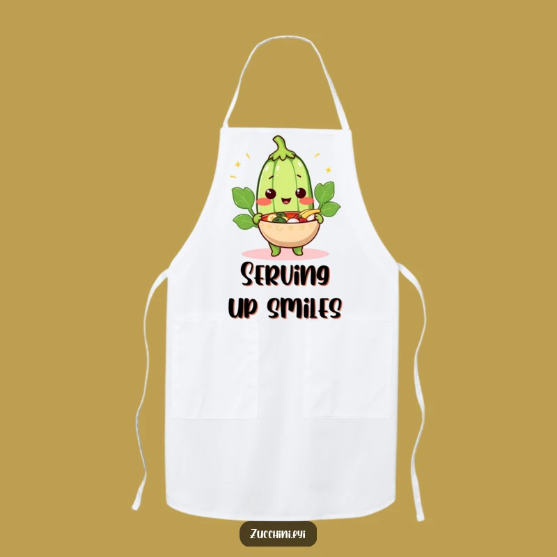 Funny Cheerful Zucchini Apron: Cook Up Smiles with Hearty Veggie Humor