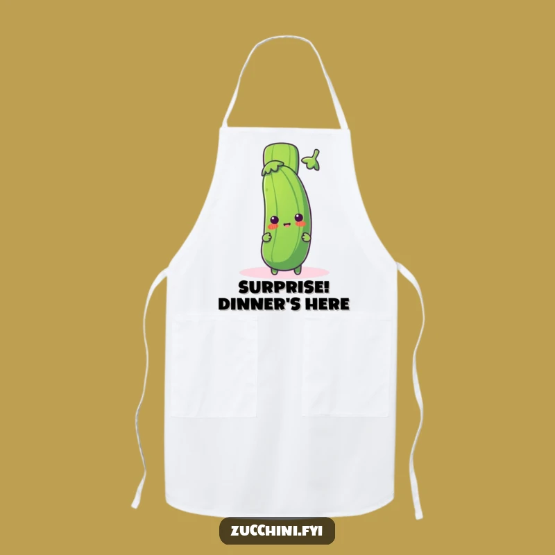 Funny Zucchini Exclamation Apron: Playful Chef's Surprise - Kitchen Gift