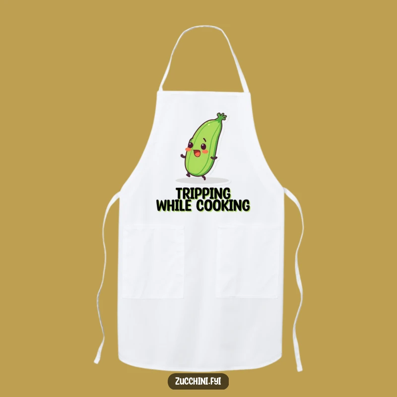 Funny Tripping Zucchini Apron: Clumsy Veggie Kitchen Wear, Perfect Cook & Humorous Gift