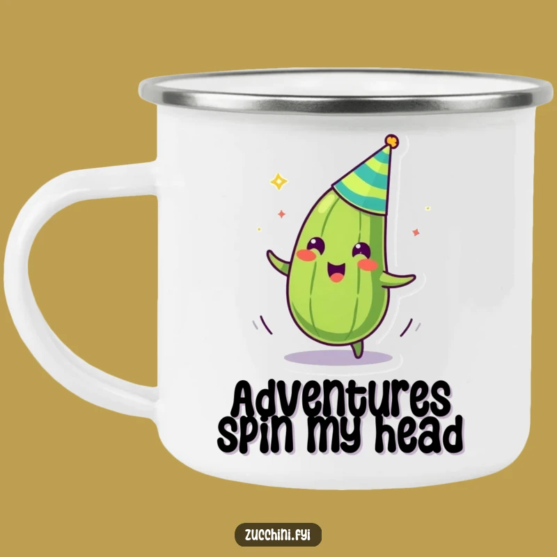 Funny Zany Zucchini Party Hat Spinning Camping Mug - Outdoor Laughs Guaranteed