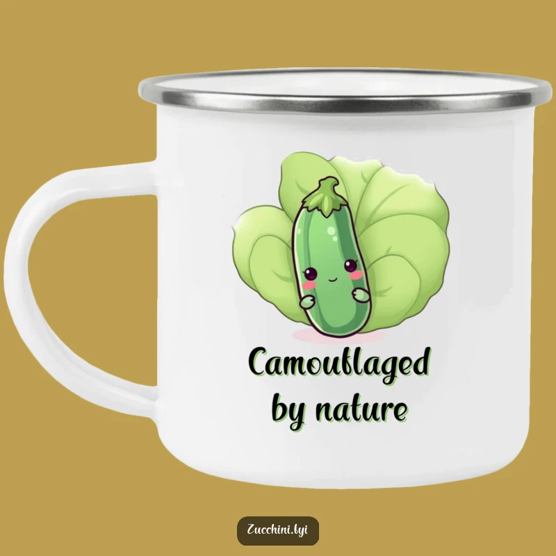 Funny Kawaii Zucchini Camping Mug - Outdoor Shy Veggie Drinkware