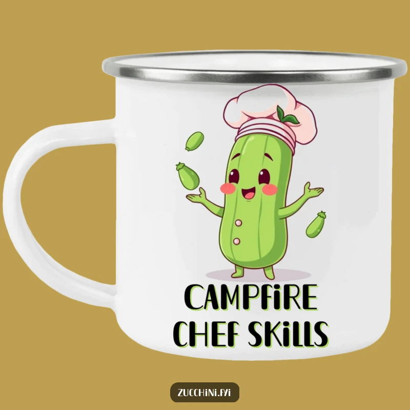 Funny Zucchini Chef Camping Mug - Durable Juggling Vegetable Mug for Outdoor Meals