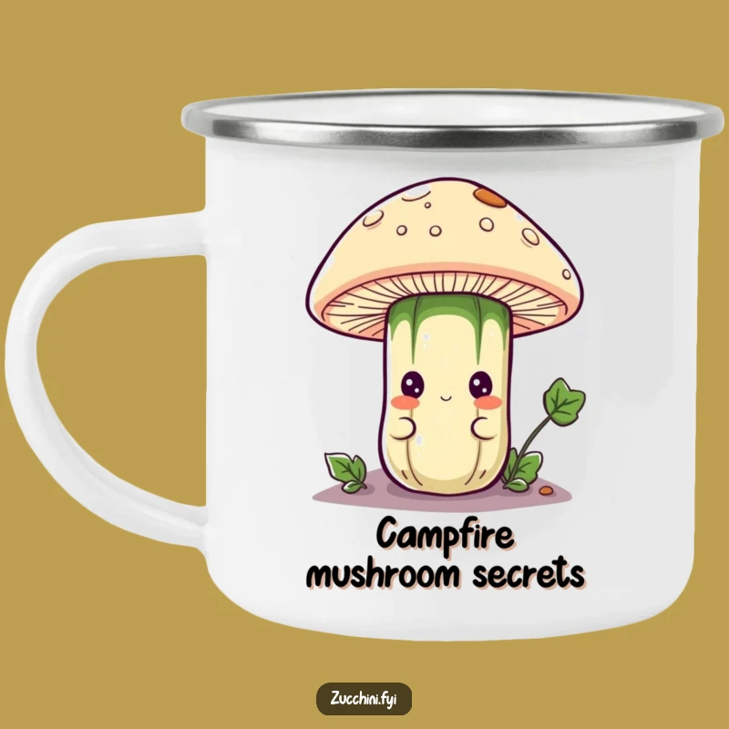 Funny Zucchini Explorer Mug: Curious Veggie Peeking Under Mushroom, Outdoor Gift