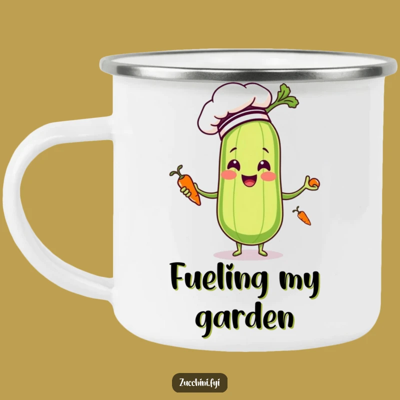 Funny Zucchini Chef Camping Mug - Outdoor Vegetable Juggling Coffee Gift