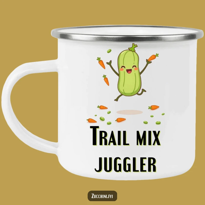 Funny Juggling Zucchini Camping Mug - Playful Outdoor Veggie Gift