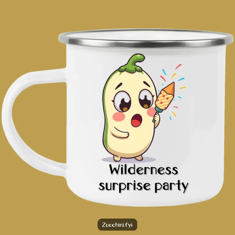 Funny Kawaii Zucchini Popper Camping Mug - Surprised Veggie Cup for Festive Outdoor Fun