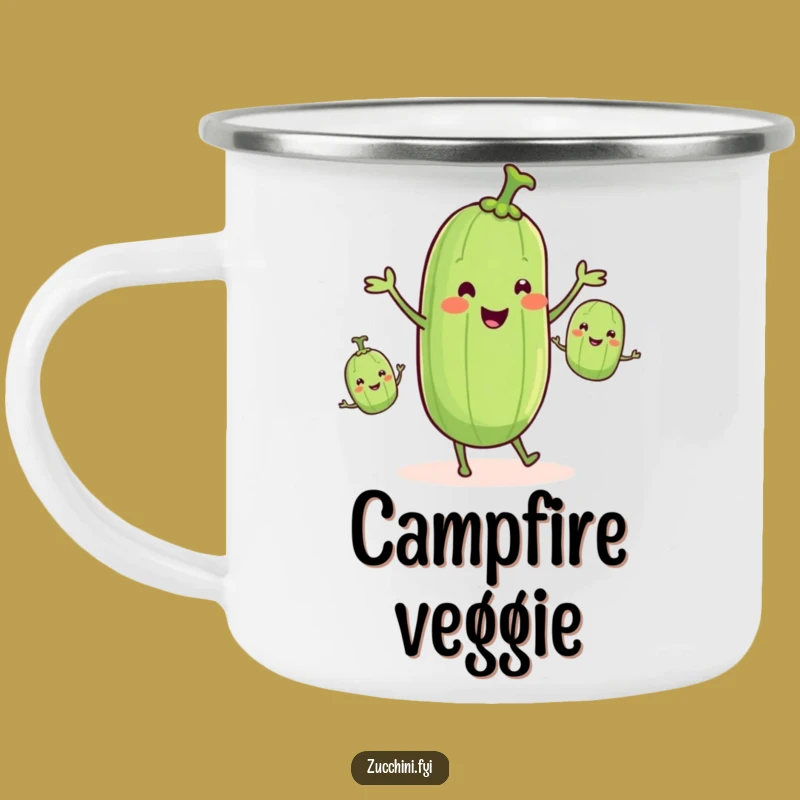 Funny Zucchini Camping Mug: Veggie Juggler, Durable & Humorous Outdoor Gift
