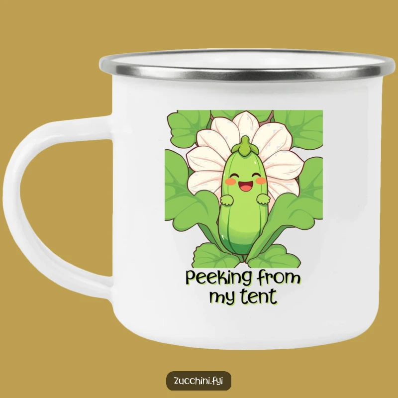 Funny Zucchini Laugh Camping Mug - Peekaboo Veggie, Outdoor Fun Gift