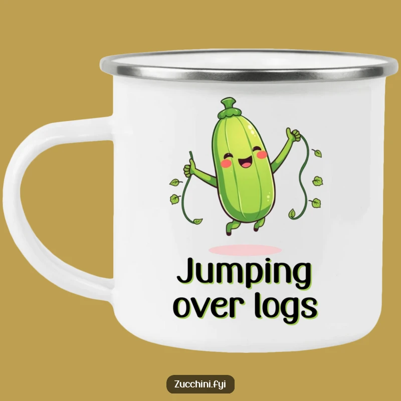 Adventure Funny Jumping Zucchini Mug: Campfire Activity Guaranteed