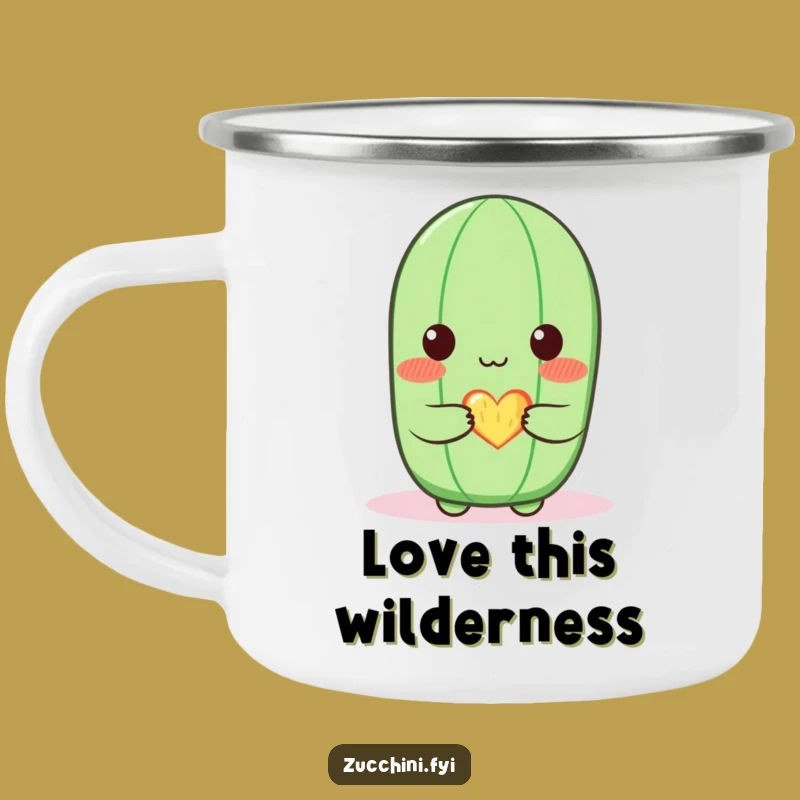 Funny Blushing Zucchini Camping Mug: Sweet Veggie Love - Outdoor Gift