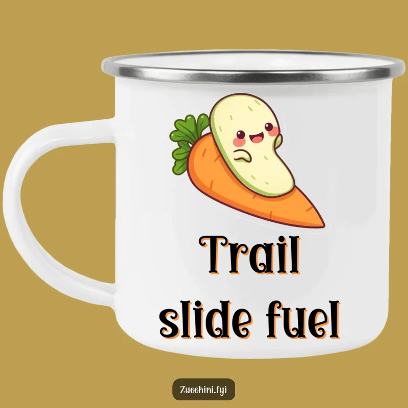 Funny Zucchini Carrot Slide Camping Mug: Playful Veggie Humor for Outdoors