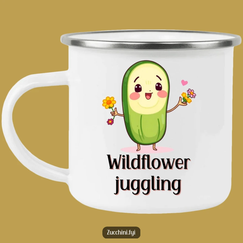 Funny Zucchini Flower Juggler Camping Mug: Outdoor Humor Elevated