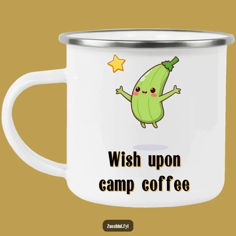 Funny Jumping Zucchini Star Catcher Camping Mug: Reach for the Stars Outdoors!