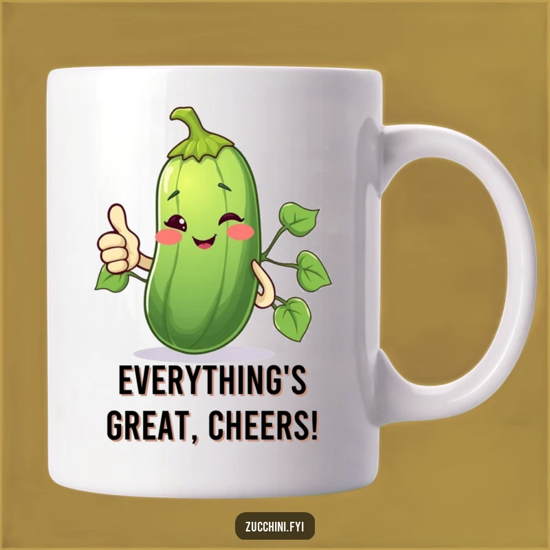 Funny Winking Zucchini Mug: Thumbs Up Veggie Approval, Perfect Funny Gift for Gardeners