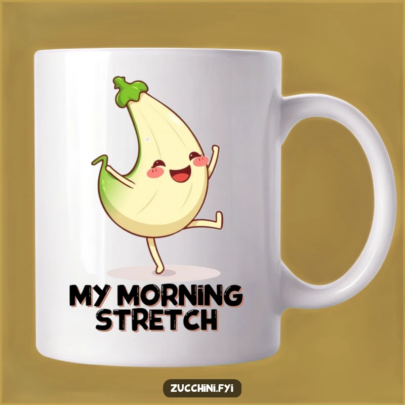 Funny Cartwheeling Zucchini Mug: Joyful Veggie Action - Perfect Funny Gift