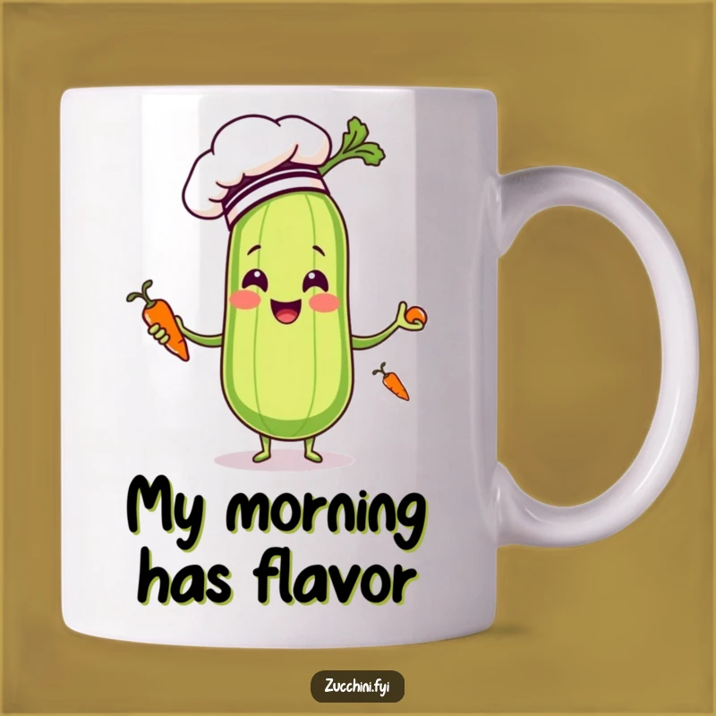 Funny Chef Zucchini Cooking Gift Mug - Whimsical Vegetable Chef Present