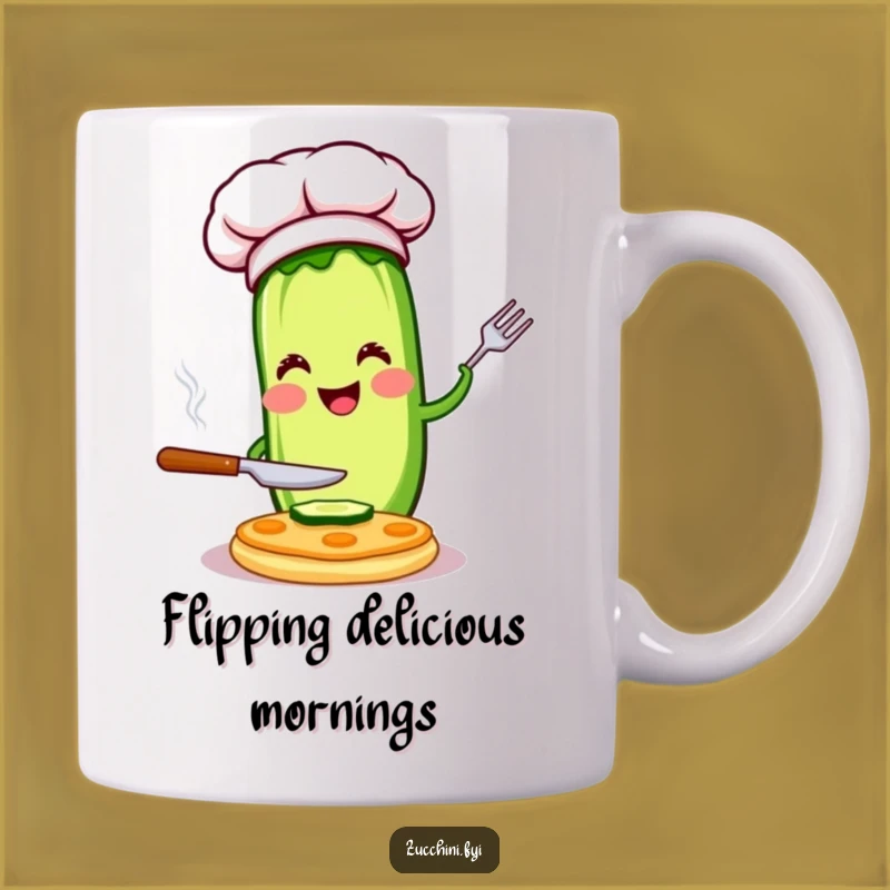 Funny Chef Zucchini Mug: Flipping Pancake, Perfect Cook Funny Gift
