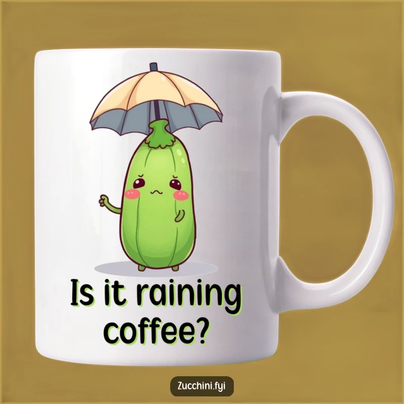 Funny Confused Zucchini Mug - Silly Umbrella Balancing Veggie Gift