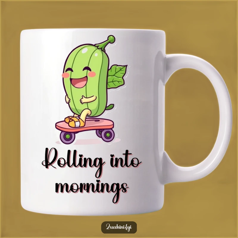 Funny Roller Skate Zucchini Mug: Hilarious Veggie Fun for Enthusiasts