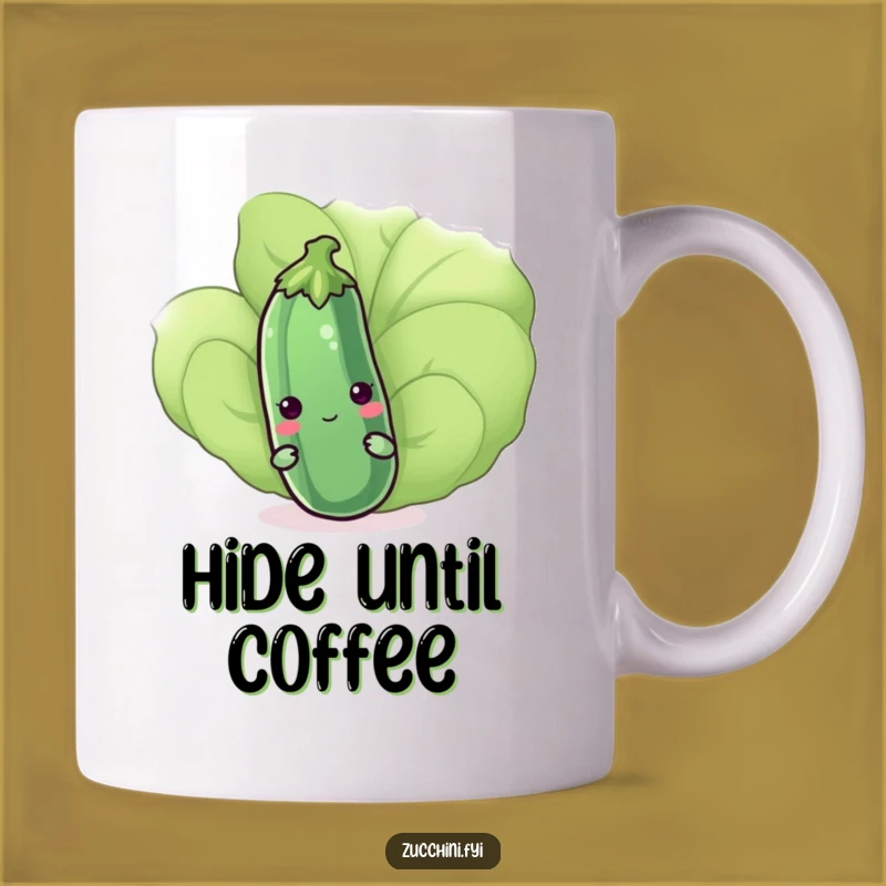 Funny Shy Kawaii Zucchini Mug - Adorable Vegetable Friend Gift