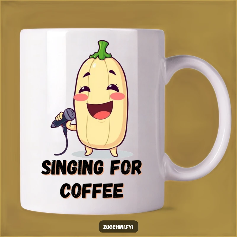 Funny Singing Zucchini Mug: Rockstar Veggie Coffee Cup, Perfect Karaoke & Humorous Gift
