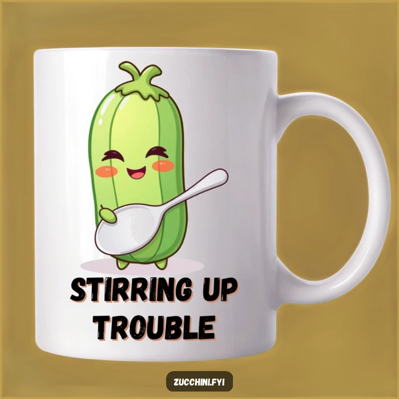 Funny Winking Zucchini Mug - Giant Spoon Chef, Perfect Gift for Foodies