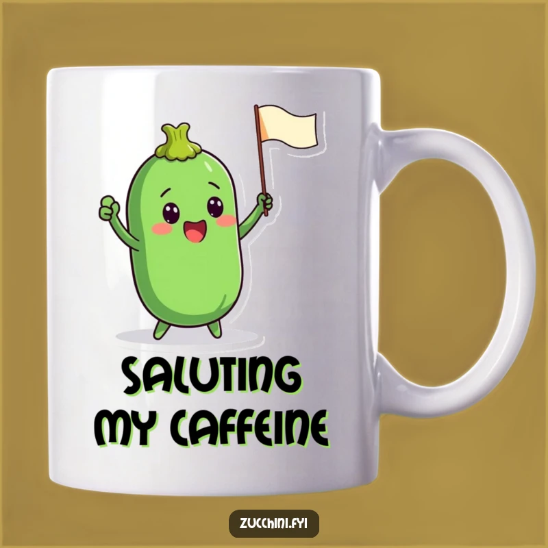 Funny Zucchini Flag Mug - Enthusiastic Vegetable Character Gift for Supporters