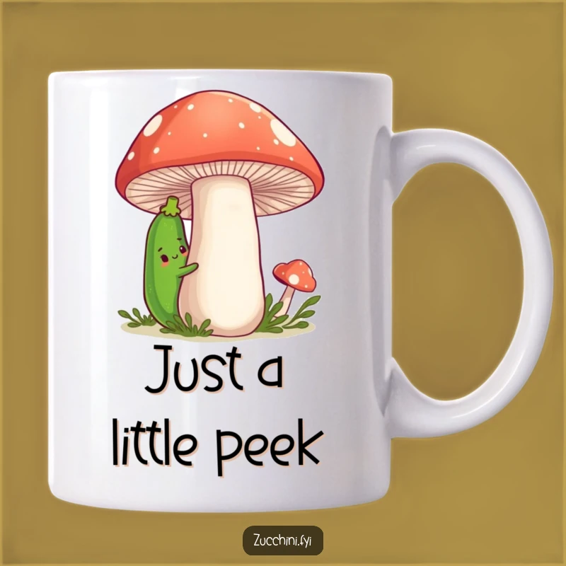 Funny Zucchini Mug: Shy Veggie with Mushroom Friend, Perfect Humorous Gift