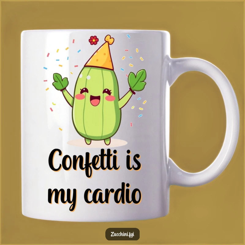 Funny Zucchini Party Hat Mug: A Joyful Confetti Thrower, Perfect Humorous Gift!