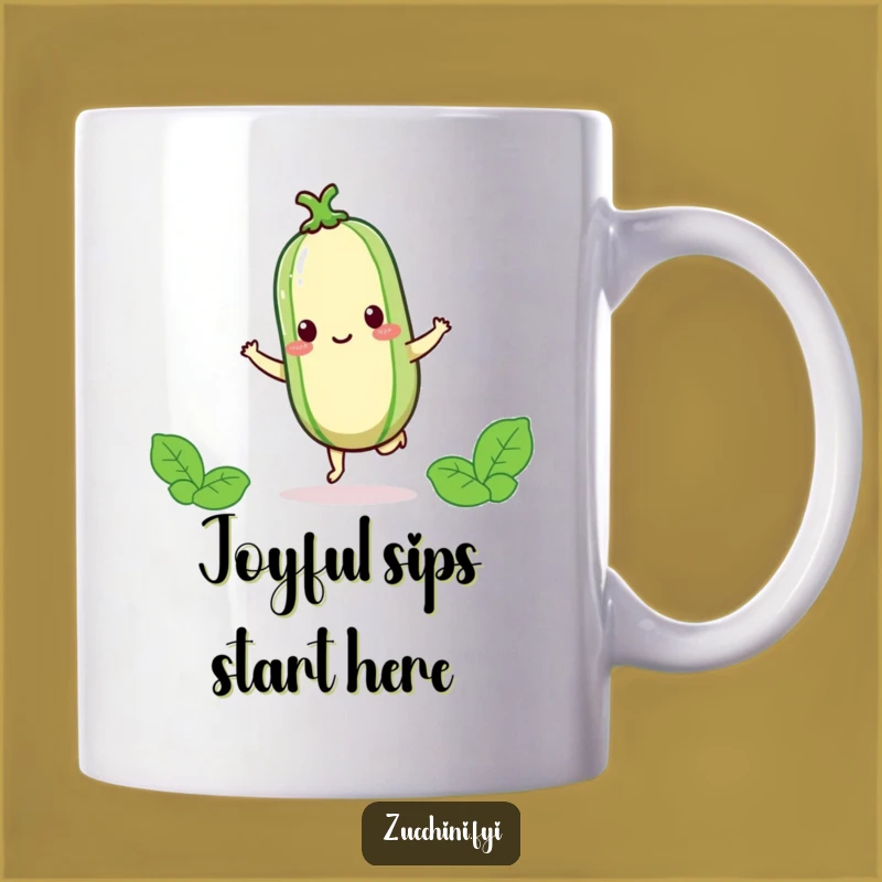 Funny Kawaii Zucchini Hop Mug - Joyful Veggie Gift for Happy Moments and Laughs