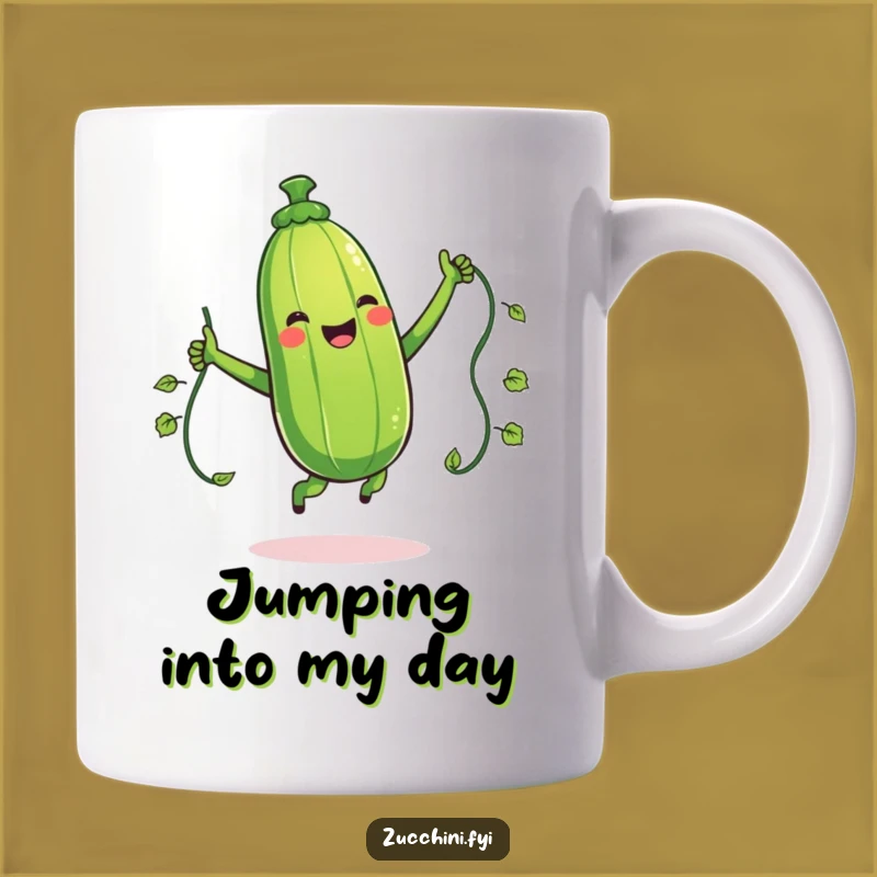Funny Jumping Zucchini Mug: Hilarious Active Veggie Fun Gift
