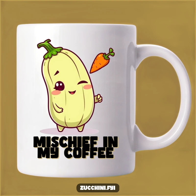 Funny Kawaii Zucchini Wink Mug - Mischievous Veggie Gift for Playful Moments and Laughs