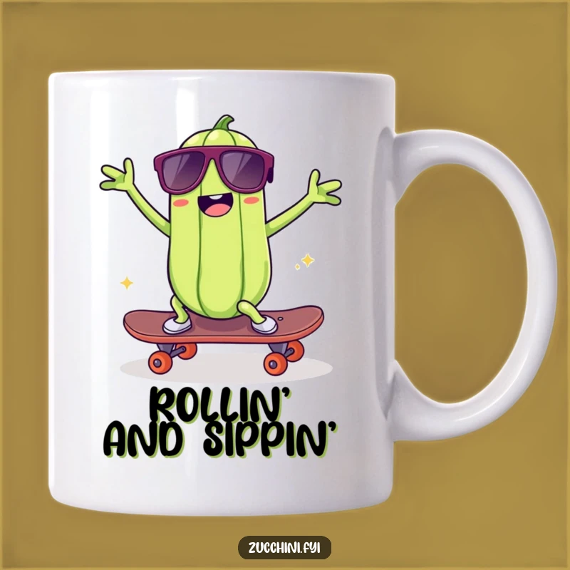 Funny Skaateboarding Zucchini Mug: Hilarious Cool Veggie Gift for Skaters