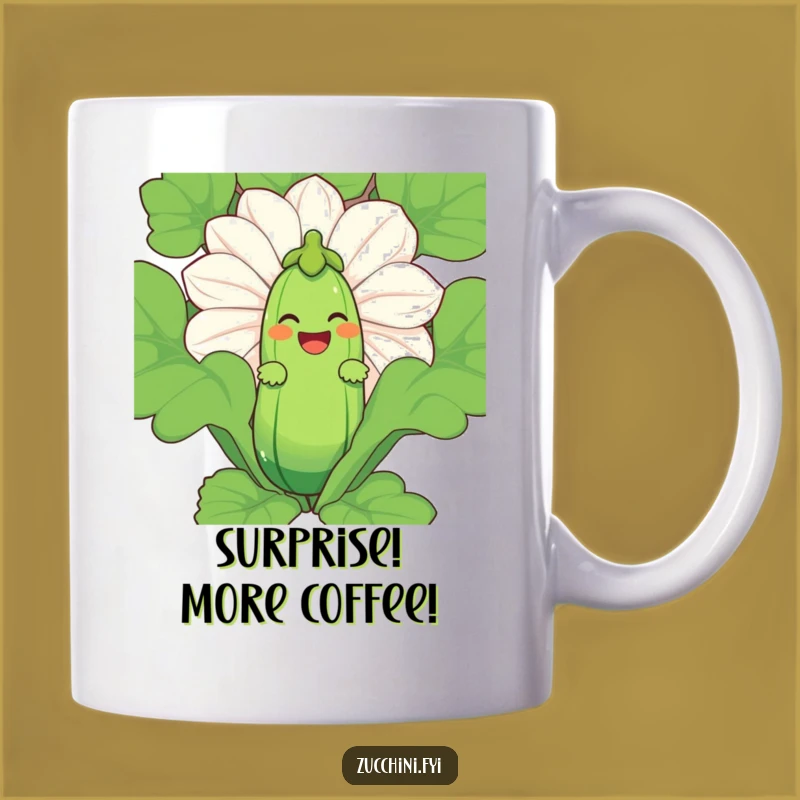 Funny Zucchini Laugh Mug - Peekaboo Veggie Character, Amusing Kitchen Gift