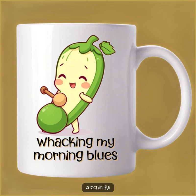 Funny Zucchini Mallet Mug - Playful Veggie Action, Hilarious Kitchen Gift