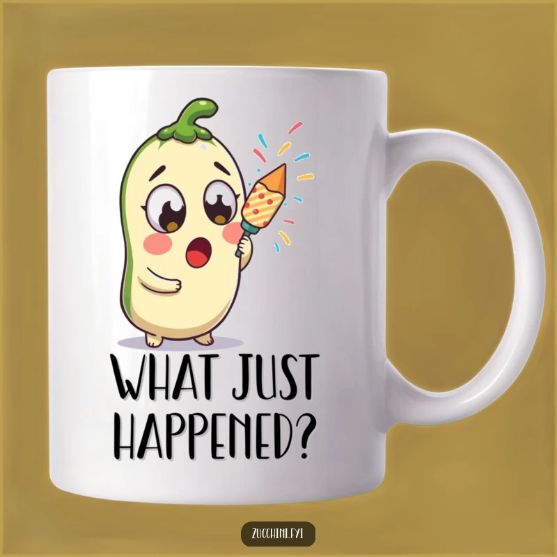 Funny Kawaii Zucchini Popper Mug - Surprised Veggie Gift for Festive Fun and Laughs
