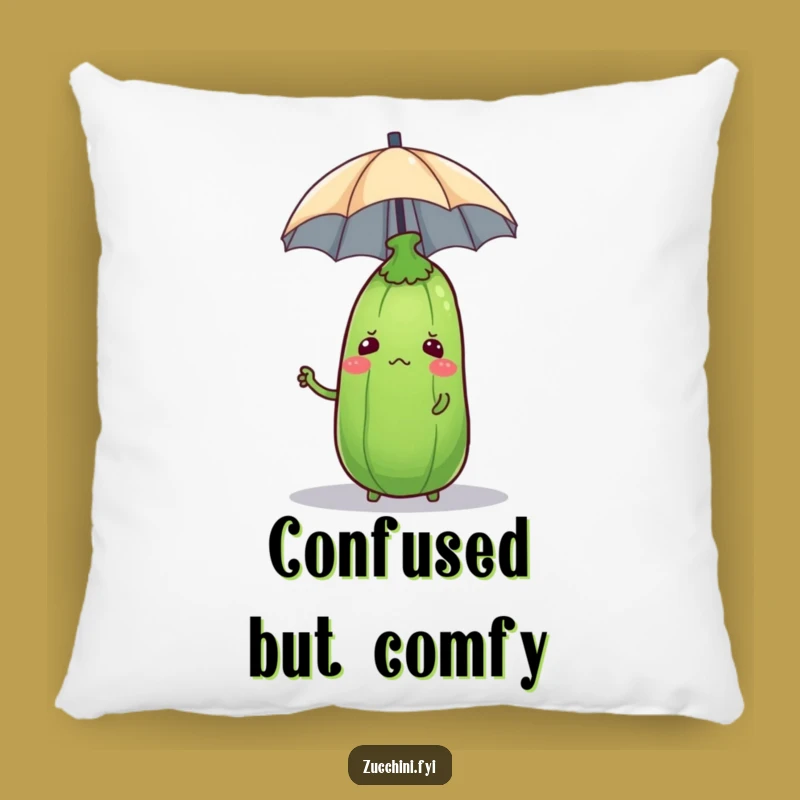 Cozy Funny Confused Zucchini Pillow - Soft Umbrella Veggie Decor Gift