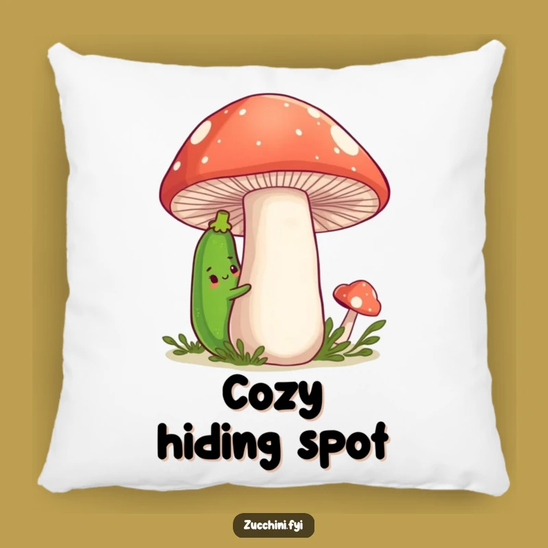 Funny Zucchini Pillow: Soft Shy Veggie with Mushroom Friend, Cozy Gift