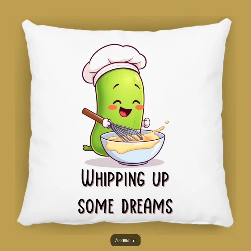 Funny Chef Zucchini Pillow - Cozy Veggie Kitchen Decor Cushion