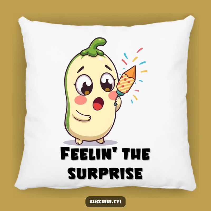 Funny Kawaii Zucchini Popper Pillow - Cozy Surprised Veggie Cushion for Festive Comfort
