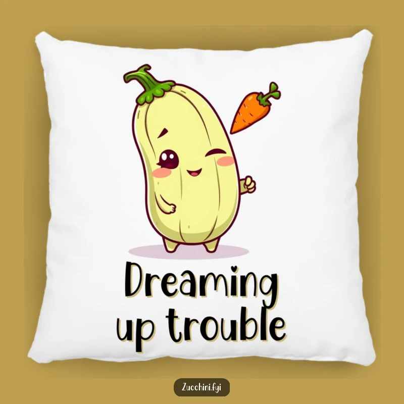Funny Kawaii Zucchini Wink Pillow - Cozy Mischievous Veggie Cushion for Playful Comfort