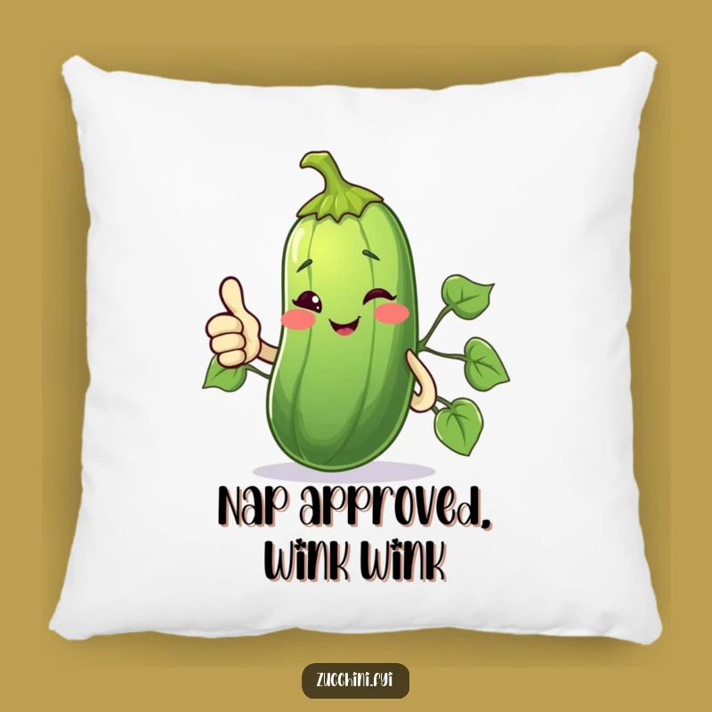 Funny Winking Zucchini Pillow: Cozy Thumbs Up Veggie Decor, Perfect Funny Gift
